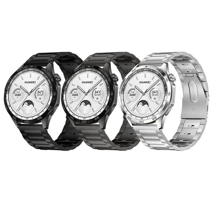 22mm Watch Band For Huawei Watch GT 5 Pro 46mm  /  GT 5 46mm  /  GT 4 46mm Quick Release Buckle 3-Bead Stainless Steel Strap - Silver - 6