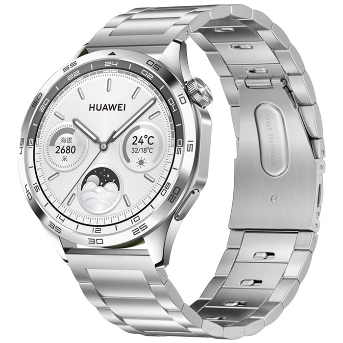20mm Watch Band For Samsung Galaxy Watch7 44mm  /  40mm  /  Watch6 44mm  /  40mm Quick Release Buckle 3-Bead Stainless Steel Strap - Silver - 2