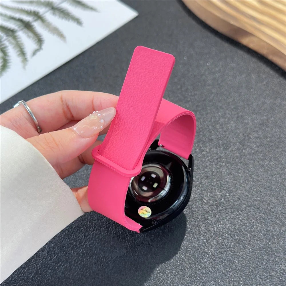 For Huawei Watch GT 5 41mm Watch Band 18mm Wood Grain Loop Soft Magnetic Silicone Strap - Orange Pink - 2