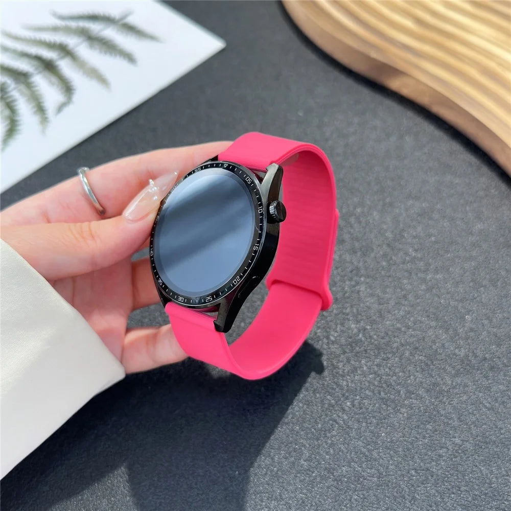 For Huawei Watch GT 5 41mm Watch Band 18mm Wood Grain Loop Soft Magnetic Silicone Strap - Orange Pink - 4