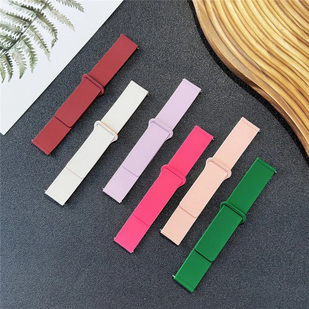 For Samsung Galaxy Watch7 44mm  /  40mm Watch Band 20mm Wood Grain Loop Soft Magnetic Silicone Strap - Orange Pink - 5