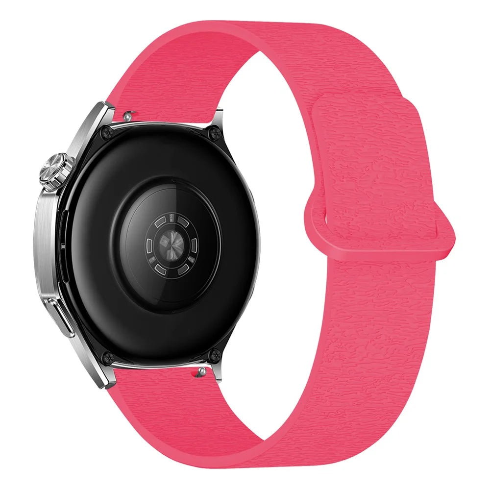 For Huawei Watch GT 5 46mm Watch Band 22mm Wood Grain Loop Soft Magnetic Silicone Strap - Orange Pink - 1