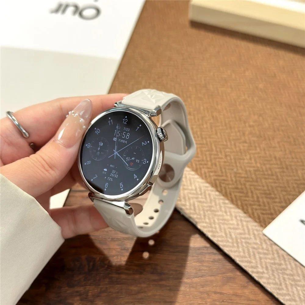 For Huawei Watch GT 5 41mm Watch Band 18mm Ice Crystal Silicone Strap - White - 2