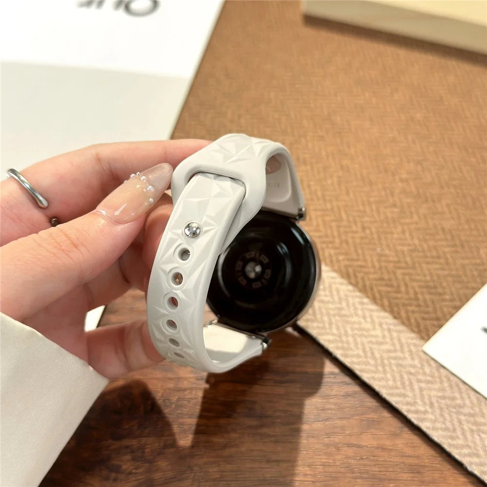 For Huawei Watch GT 5 41mm Watch Band 18mm Ice Crystal Silicone Strap - White - 3