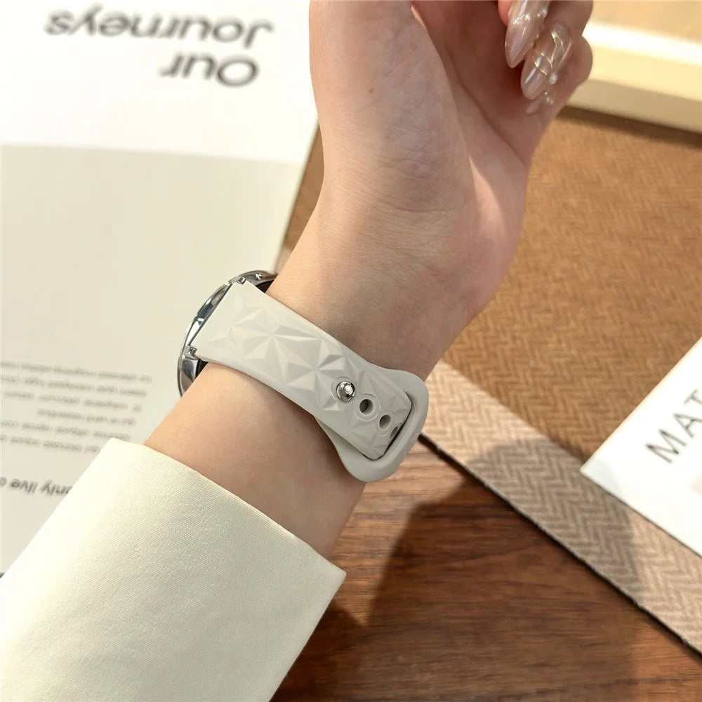 For Huawei Watch GT 5 41mm Watch Band 18mm Ice Crystal Silicone Strap - White - 4