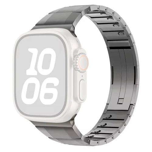 Stainless Steel Watch Band For Apple Watch Series 11 10 42mm / 9 8 7 41mm / SE3 SE2 SE 6 5 4 40mm / 3 2 1 38mm Side Release Single Bead Strap - Titanium - 1