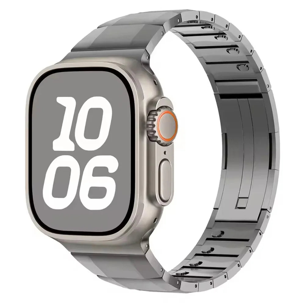 Stainless Steel Watch Band For Apple Watch Series 11 10 42mm / 9 8 7 41mm / SE3 SE2 SE 6 5 4 40mm / 3 2 1 38mm Side Release Single Bead Strap - Titanium - 2