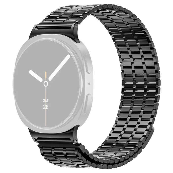 Magnetic Strap for Samsung Galaxy Watch8 44mm  /  40mm  /  Classic 46mm Stainless Steel 7 Beads Watch Band, Black - 1