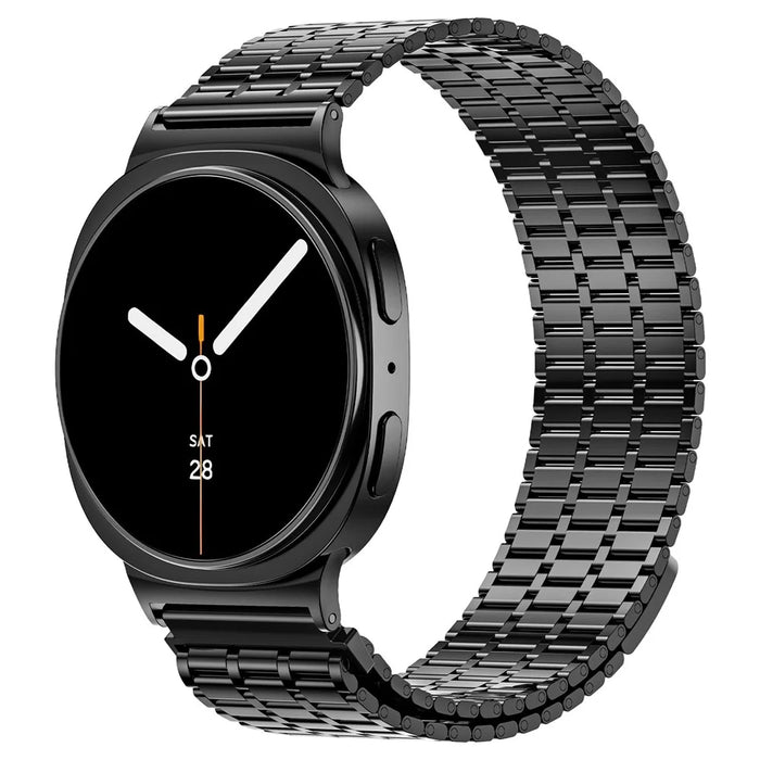 Magnetic Strap for Samsung Galaxy Watch8 44mm  /  40mm  /  Classic 46mm Stainless Steel 7 Beads Watch Band, Black - 2