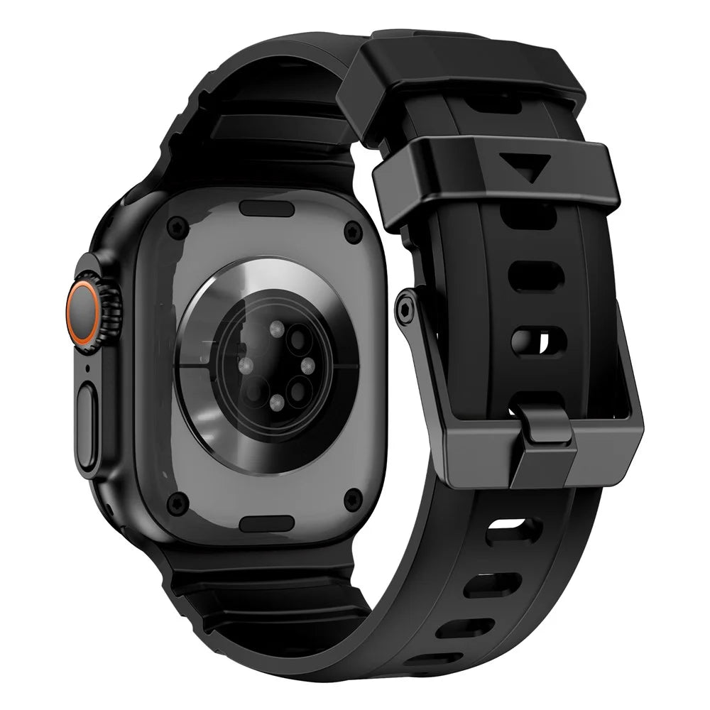 Watch Band For Apple Watch Ultra 3 2 1 49mm / Series 11 10 46mm / 9 8 7 45mm / SE3 SE2 SE 6 5 4 44mm / 3 2 1 42mm Quick Release Buckle Silicone Strap - Black - 1