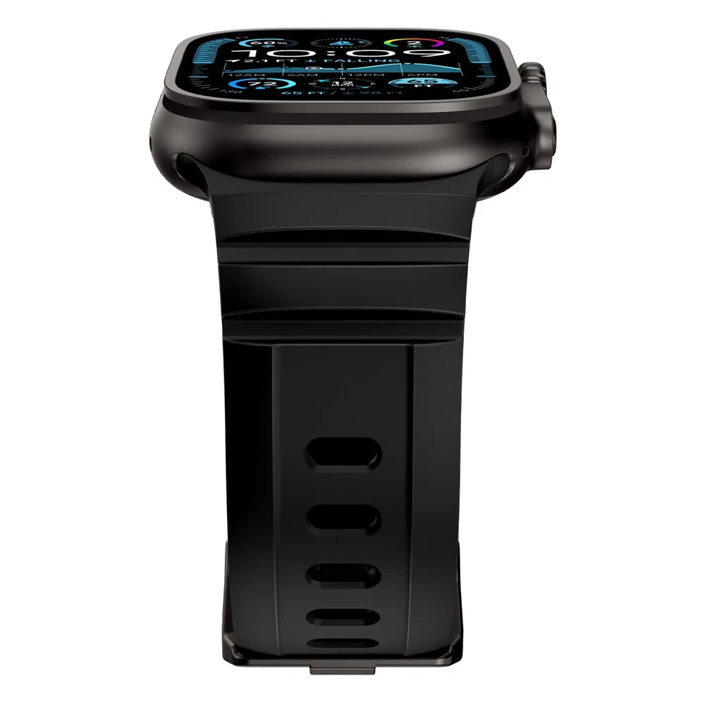 Watch Band For Apple Watch Ultra 3 2 1 49mm / Series 11 10 46mm / 9 8 7 45mm / SE3 SE2 SE 6 5 4 44mm / 3 2 1 42mm Quick Release Buckle Silicone Strap - Black - 3