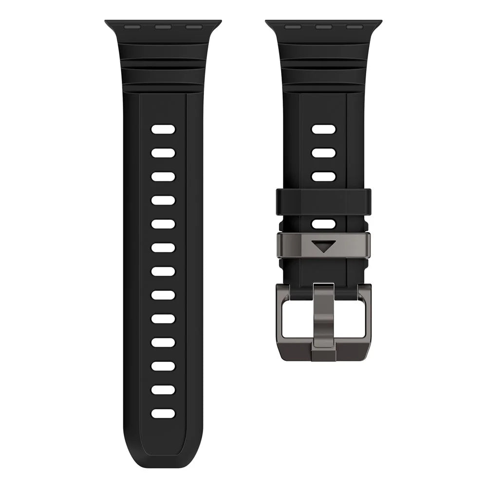 Watch Band For Apple Watch Ultra 3 2 1 49mm / Series 11 10 46mm / 9 8 7 45mm / SE3 SE2 SE 6 5 4 44mm / 3 2 1 42mm Quick Release Buckle Silicone Strap - Black - 5