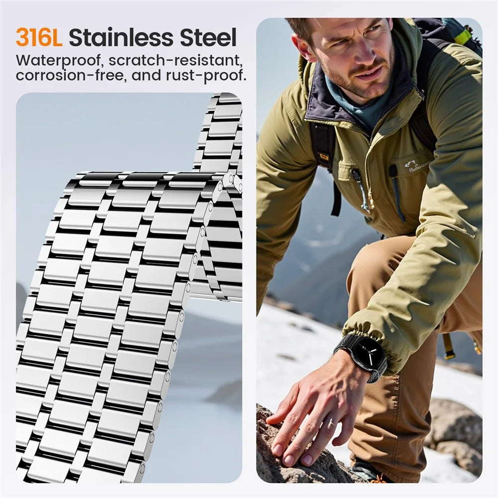 Magnetic Strap for Samsung Galaxy  Watch Ultra2 47mm / Watch Ultra (2025) 47mm / Watch Ultra 47mm Stainless Steel Watch Band, Silver - 5