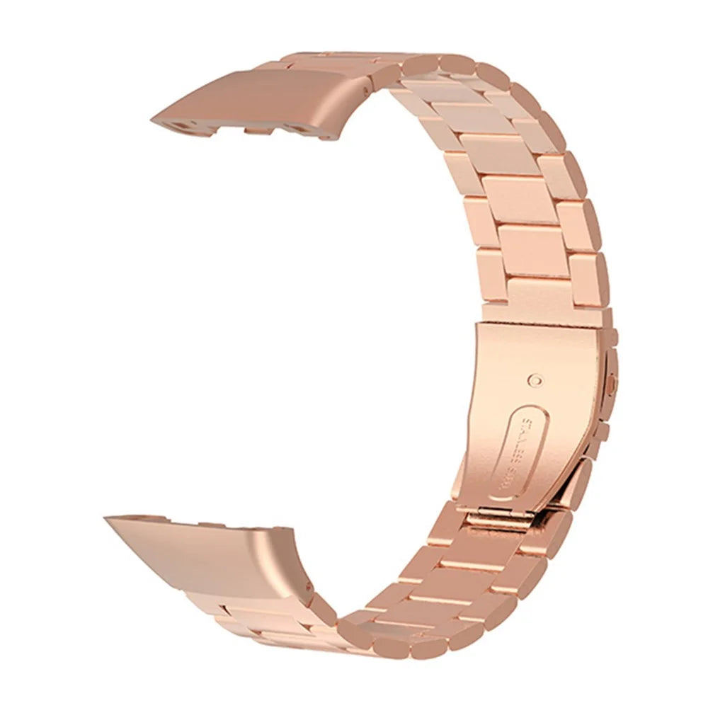 For Honor Band 6 / Huawei Band 6 Bracelet Stainless Steel 3 Beads Watch Band - Rose Gold - 4