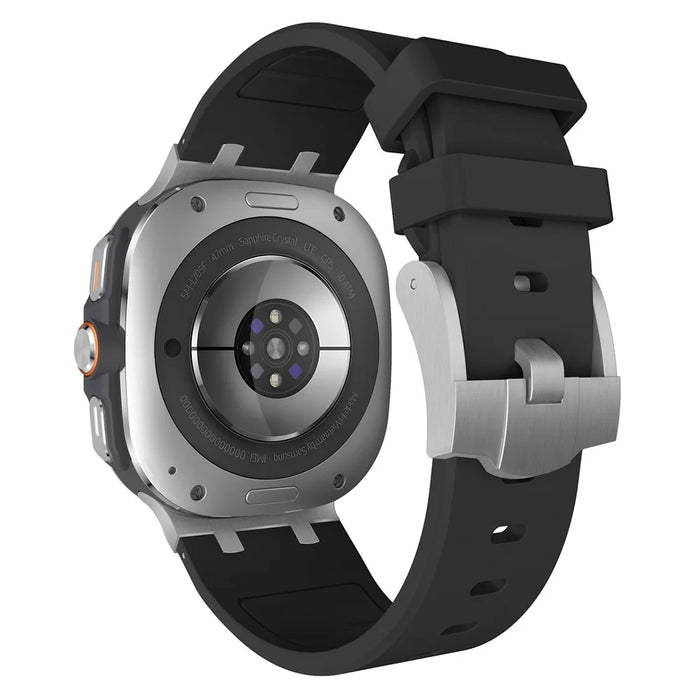 Watch Band For Samsung Galaxy Watch8 44mm  /  40mm  /  Watch8 Classic 46mm Integrated Stainless Steel Buckle Silicone Strap - Silver  /  Black - 1