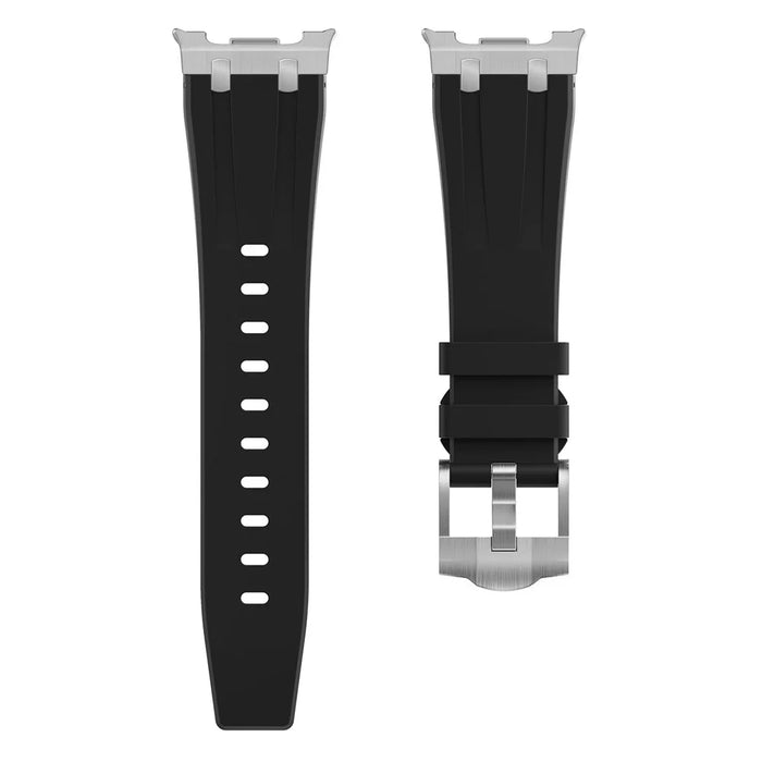 Watch Band For Samsung Galaxy Watch8 44mm  /  40mm  /  Watch8 Classic 46mm Integrated Stainless Steel Buckle Silicone Strap - Silver  /  Black - 2