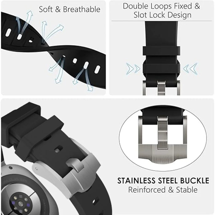 Watch Band For Samsung Galaxy Watch8 44mm  /  40mm  /  Watch8 Classic 46mm Integrated Stainless Steel Buckle Silicone Strap - Silver  /  Black - 4
