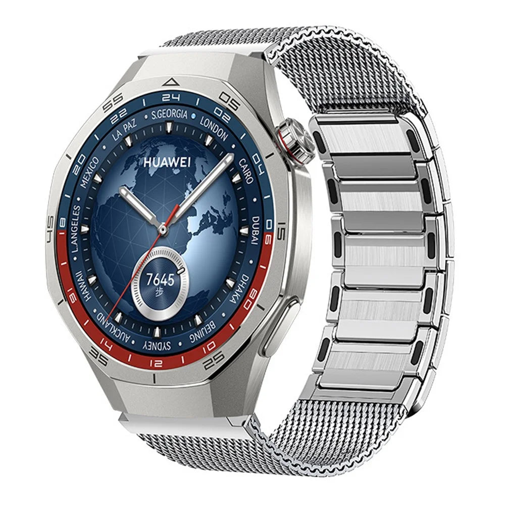 22mm Watch Band For Huawei Watch GT 5 Pro 46mm  /  GT 5 46mm  /  GT 4 46mm Braided I-Type Stainless Steel Magnetic Strap - Titanium Gold - 2