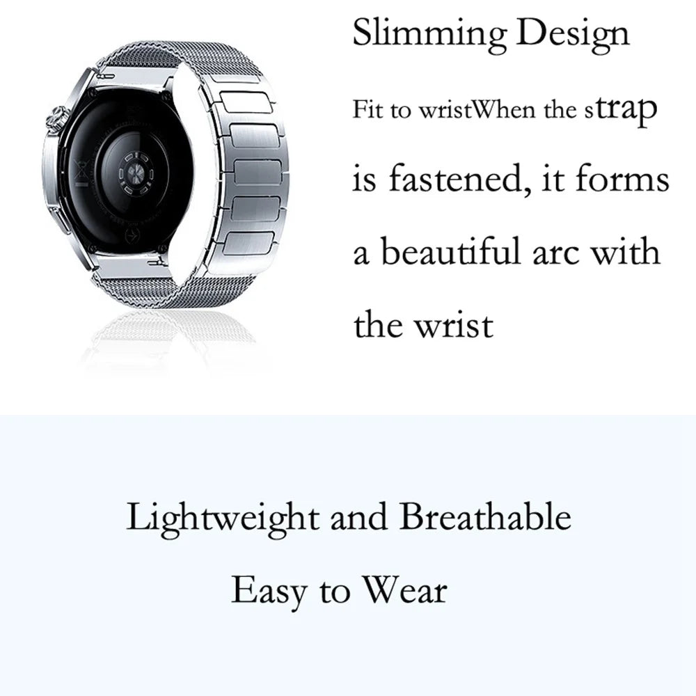 22mm Watch Band For Huawei Watch GT 5 Pro 46mm  /  GT 5 46mm  /  GT 4 46mm Braided I-Type Stainless Steel Magnetic Strap - Titanium Gold - 5