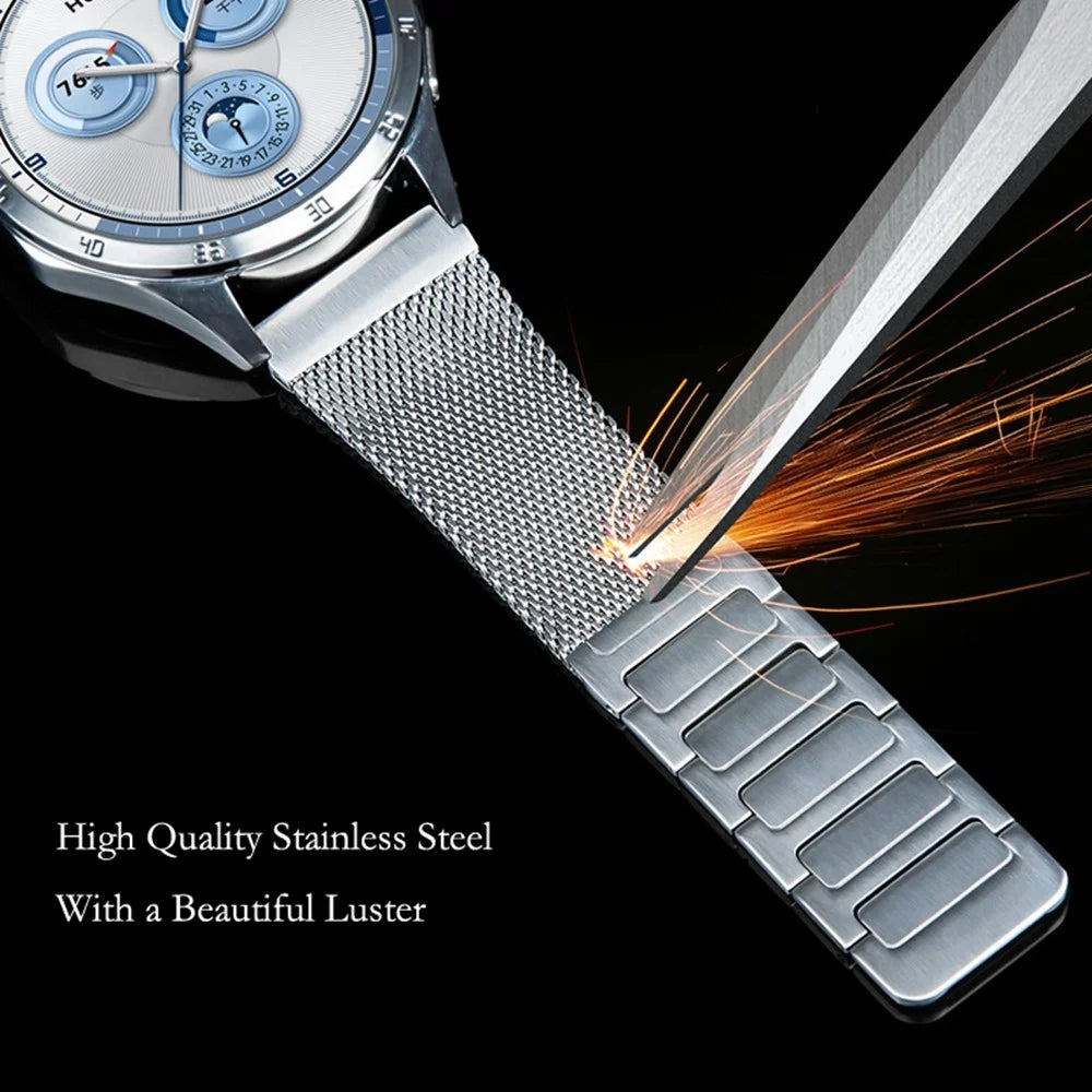 20mm Watch Band For Samsung Galaxy Watch7 44mm  /  40mm  /  Watch6 44mm  /  40mm Braided I-Type Stainless Steel Magnetic Strap - Titanium Gold - 4