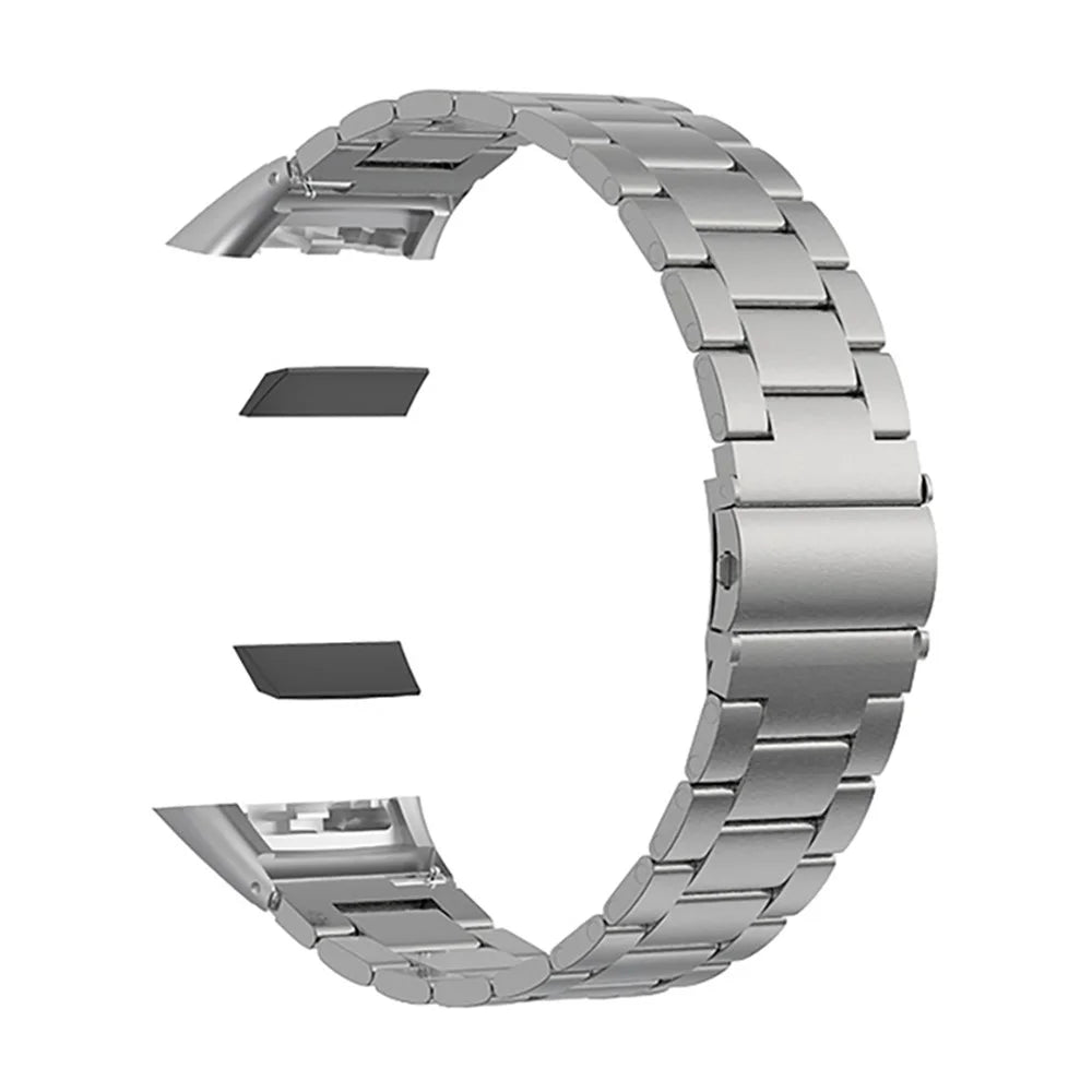 Replacement Watch Band Stainless Steel Three Beads Solid Watchband for Huawei Honor 6 / Huawei Band 6 - Silver - 1