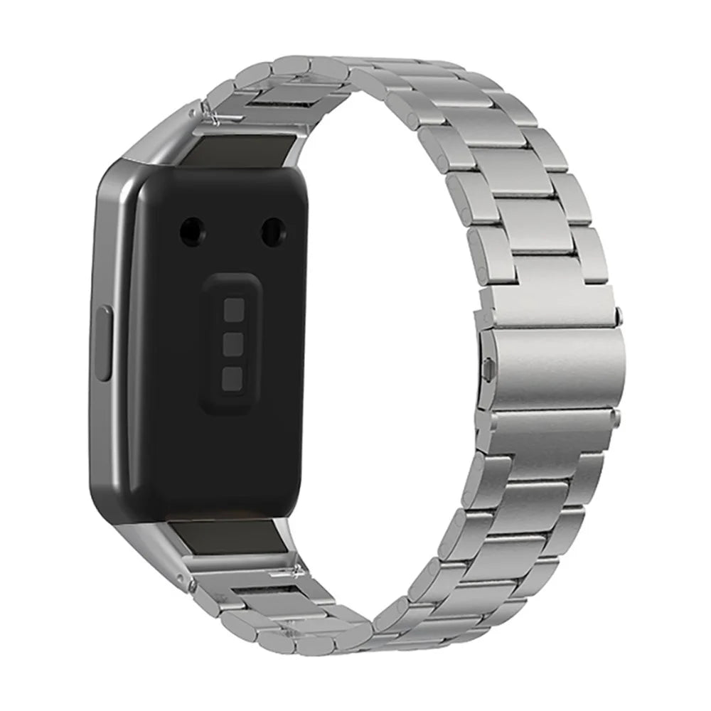 Replacement Watch Band Stainless Steel Three Beads Solid Watchband for Huawei Honor 6 / Huawei Band 6 - Silver - 3