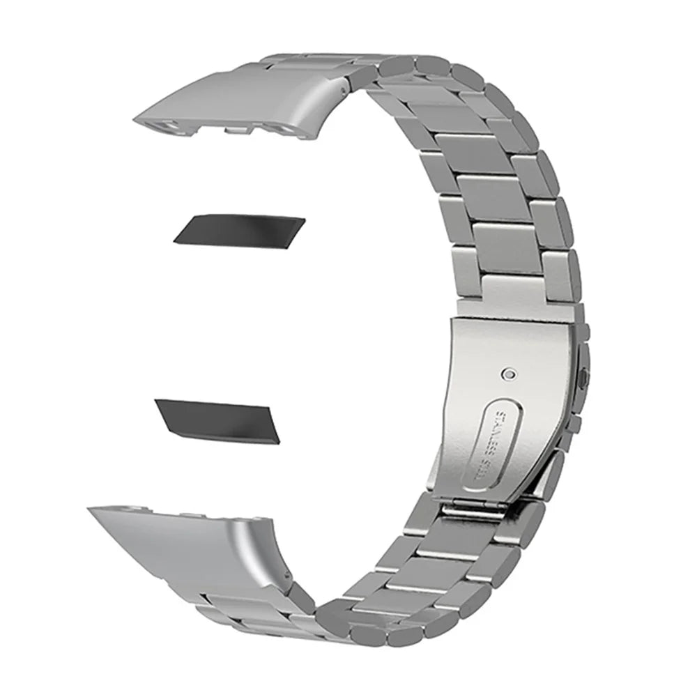 Replacement Watch Band Stainless Steel Three Beads Solid Watchband for Huawei Honor 6 / Huawei Band 6 - Silver - 4