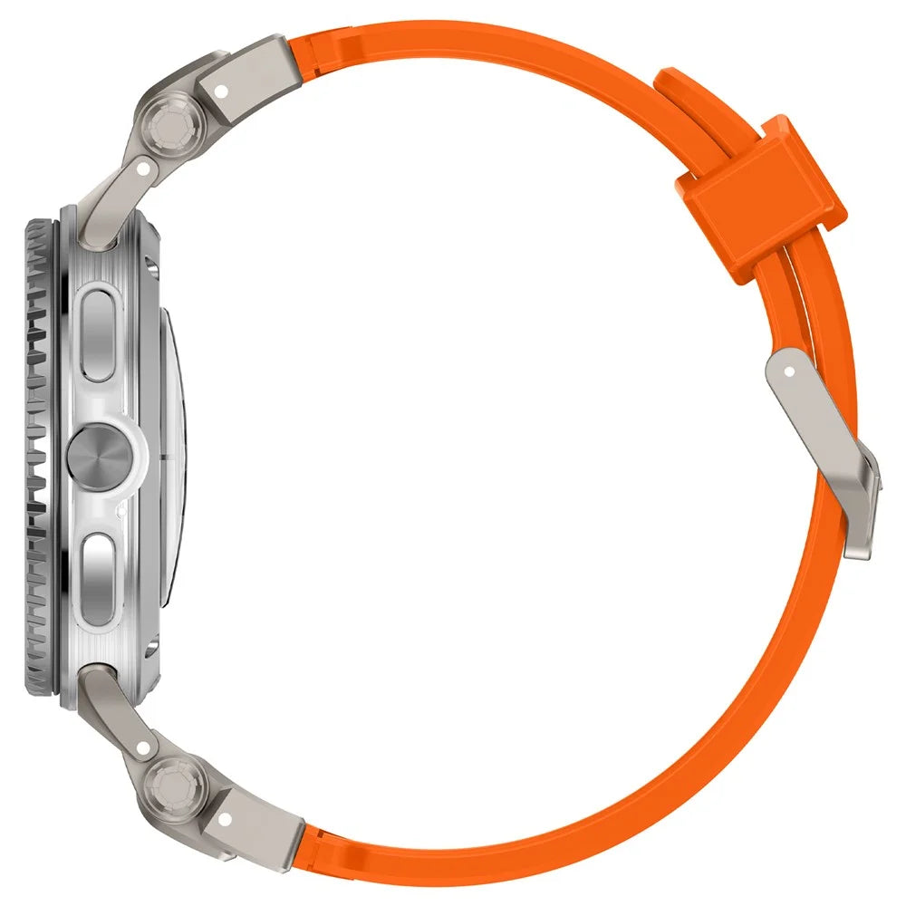 Silicone Watch Band for Samsung Galaxy Watch8 44mm / 40mm / Watch8 Classic 46mm Adjustable Strap with Titanium Color Metal Connector - Orange - 5