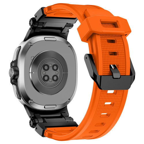 Silicone Watch Band for Samsung Galaxy Watch8 44mm / 40mm / Watch8 Classic 46mm Adjustable Strap with Black Metal Connector - Orange - 1