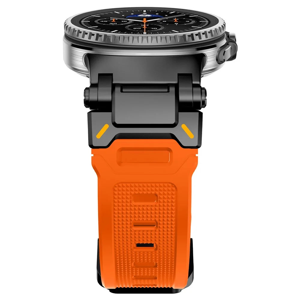 Silicone Watch Band for Samsung Galaxy Watch8 44mm / 40mm / Watch8 Classic 46mm Adjustable Strap with Black Metal Connector - Orange - 3