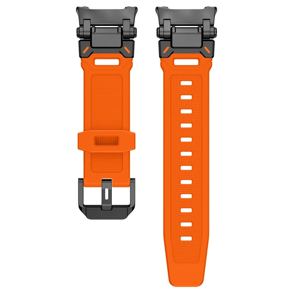 Silicone Watch Band for Samsung Galaxy Watch8 44mm / 40mm / Watch8 Classic 46mm Adjustable Strap with Black Metal Connector - Orange - 7