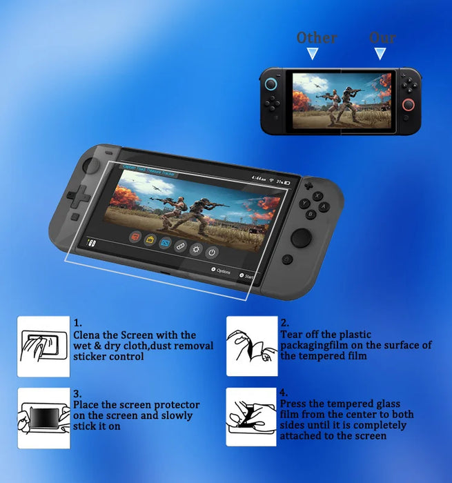 2Pcs Screen Protector For Nintendo Switch High Aluminium-Silicon Glass HD Clear Anti Scratch Films with Alignment Frame - 3