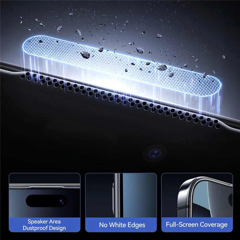 JOYROOM JR-MQS0565 For iPhone 16 Plus Screen Protector Silk Printing 2.5D High Aluminium-Silicon Glass Clear Film - 6