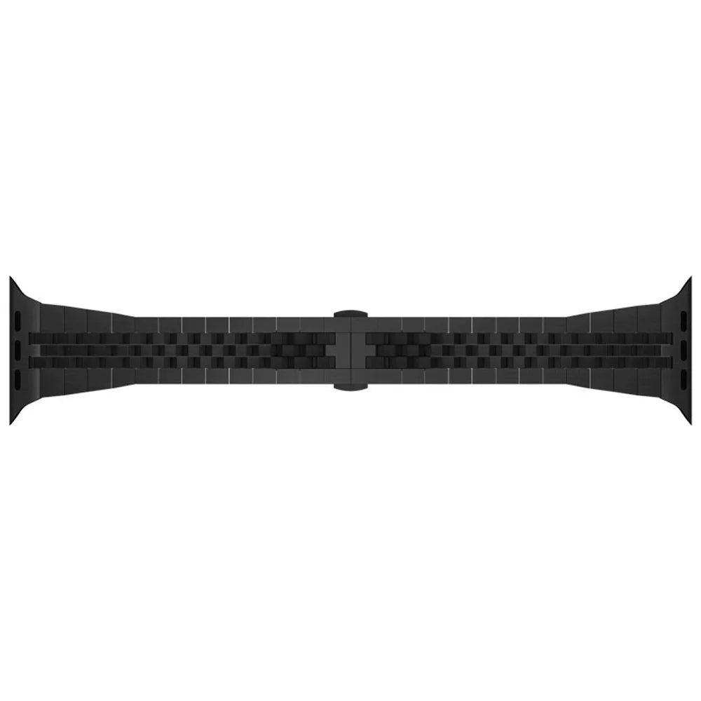 Stainless Steel Strap for Apple Watch Ultra 3 2 1 49mm / Series 11 10 46mm / 9 8 7 45mm / SE3 SE2 SE 6 5 4 44mm / 3 2 1 42mm Butterfly Buckle Watch Band - Black - 3