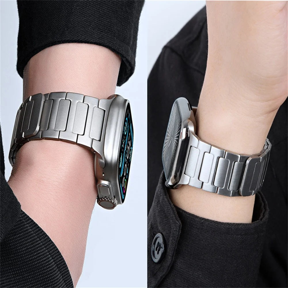 Watch Band for Apple Watch Series 10 Ultra 9 8 7 SE 6 5 4 3 2 1 46mm 49mm 45mm 44mm 42mm Stainless Steel Wrist Strap - Black - 3