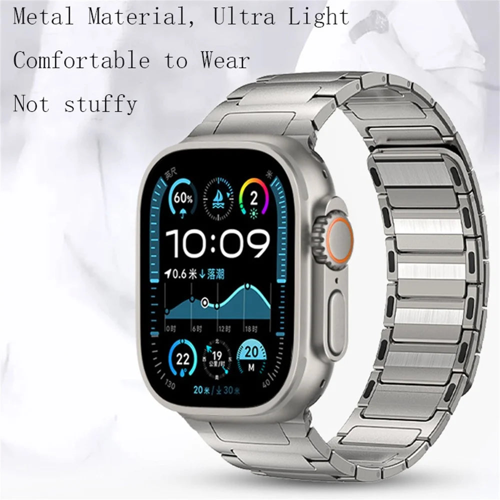 Watch Band for Apple Watch Series 10 Ultra 9 8 7 SE 6 5 4 3 2 1 46mm 49mm 45mm 44mm 42mm Stainless Steel Wrist Strap - Black - 6