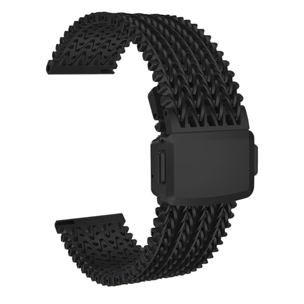 For Huawei Watch GT 5 46mm V Shape Mesh Band 22mm Stainless Steel Magnetic Watch Strap - Black - 1