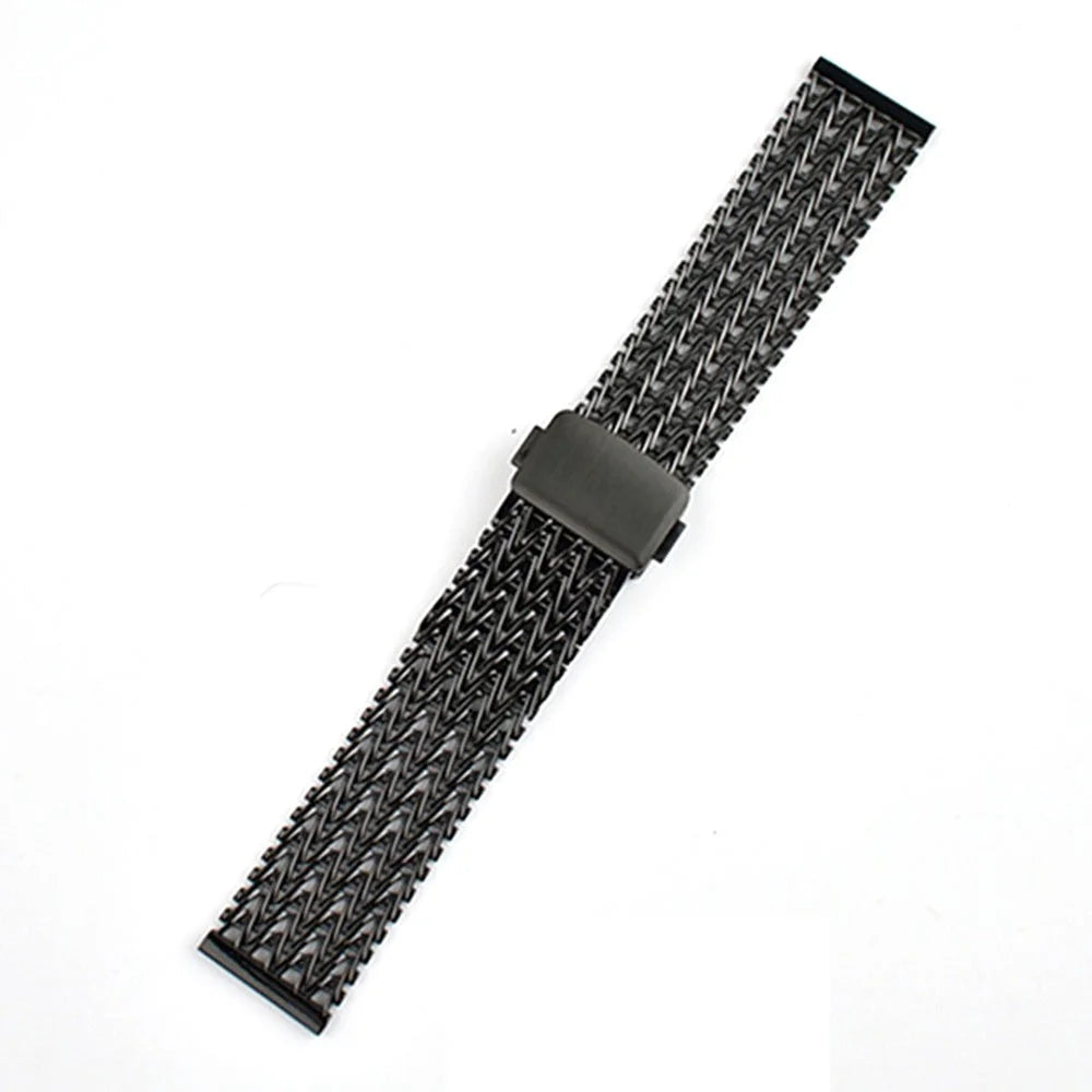 For Huawei Watch GT 5 46mm V Shape Mesh Band 22mm Stainless Steel Magnetic Watch Strap - Black - 2