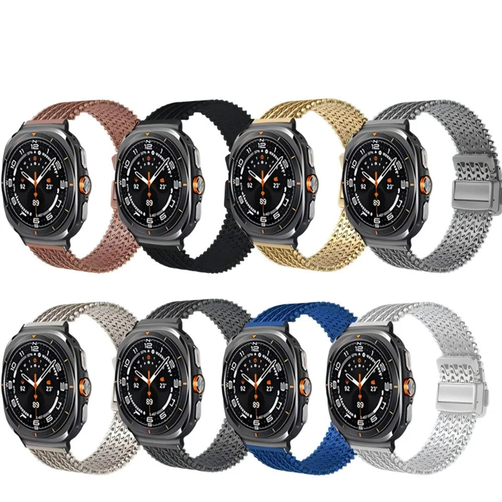 For Huawei Watch GT 5 46mm V Shape Mesh Band 22mm Stainless Steel Magnetic Watch Strap - Black - 6