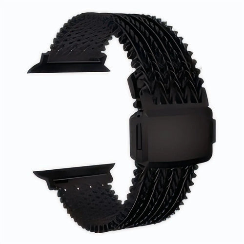 V Shape Mesh Band for Apple Watch Series 11 10 42mm / 9 8 7 41mm / SE3 SE2 SE 6 5 4 40mm / 3 2 1 38mm Stainless Steel Magnetic Watch Strap - Black - 1