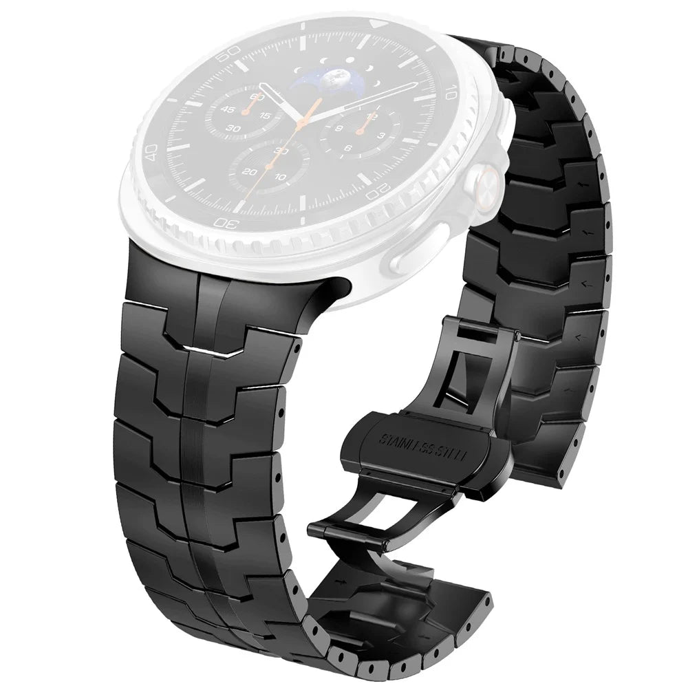 Butterfly Buckle Strap for Samsung Galaxy Watch8 44mm / 40mm / Watch8 Classic 46mm Stainless Steel Watch Band - Black - 1
