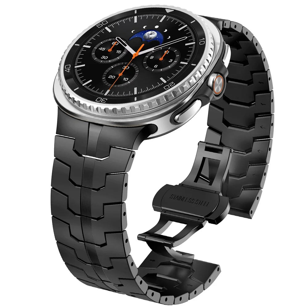 Butterfly Buckle Strap for Samsung Galaxy Watch8 44mm / 40mm / Watch8 Classic 46mm Stainless Steel Watch Band - Black - 2