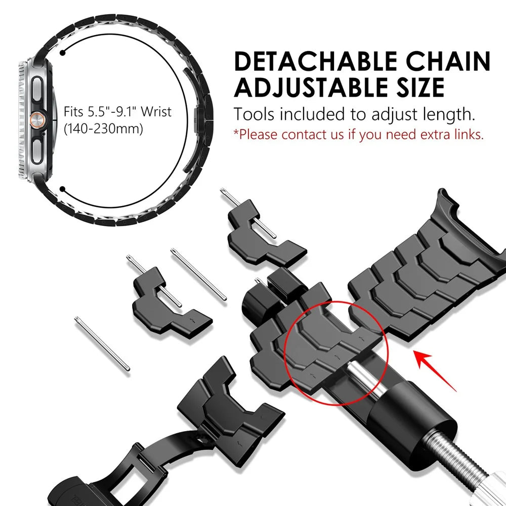 Butterfly Buckle Strap for Samsung Galaxy Watch8 44mm / 40mm / Watch8 Classic 46mm Stainless Steel Watch Band - Black - 5
