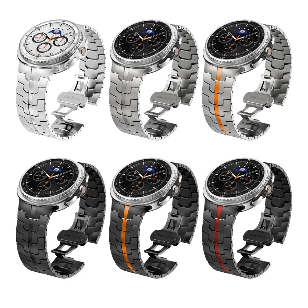 Butterfly Buckle Strap for Samsung Galaxy Watch8 44mm / 40mm / Watch8 Classic 46mm Stainless Steel Watch Band - Black - 7