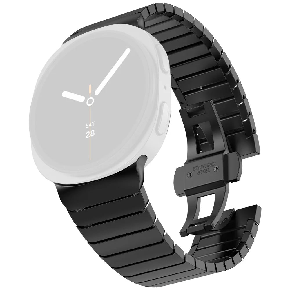 Watch Band for Samsung Galaxy Watch8 44mm / 40mm / Watch8 Classic 46mm 1-Bead Bamboo Link Stainless Steel Strap - Black - 1