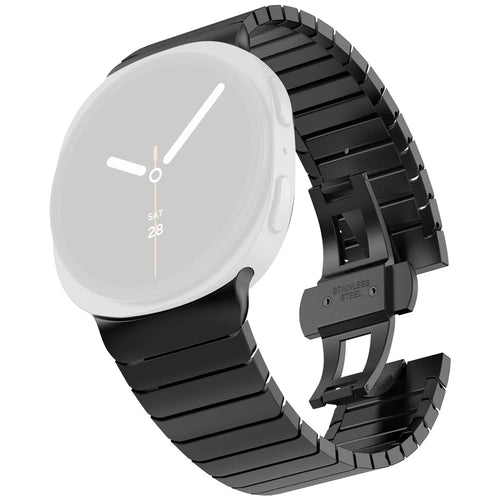 Watch Band for Samsung Galaxy Watch8 44mm / 40mm / Watch8 Classic 46mm 1-Bead Bamboo Link Stainless Steel Strap - Black - 1