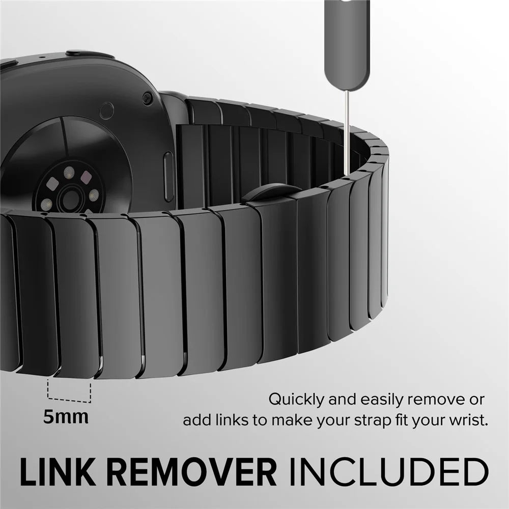 Watch Band for Samsung Galaxy Watch8 44mm / 40mm / Watch8 Classic 46mm 1-Bead Bamboo Link Stainless Steel Strap - Black - 4