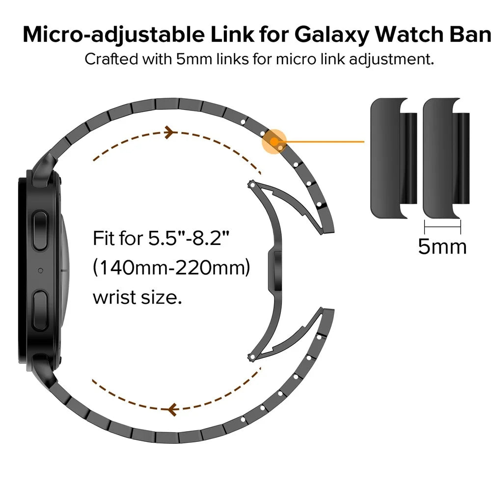 Watch Band for Samsung Galaxy Watch8 44mm / 40mm / Watch8 Classic 46mm 1-Bead Bamboo Link Stainless Steel Strap - Black - 6