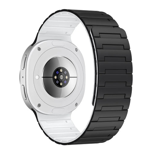 Silicone Strap for Samsung Galaxy Watch8 44mm / 40mm / Watch8 Classic 46mm Magnetic Replacement Watch Band - Black / White - 1