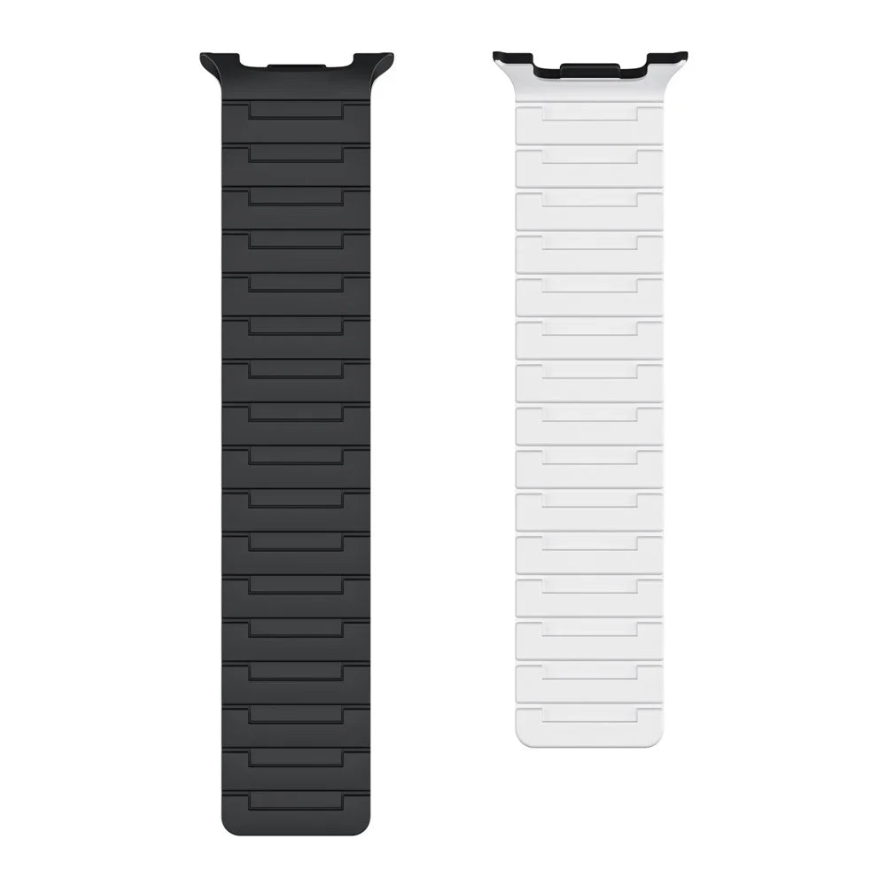 Silicone Strap for Samsung Galaxy Watch8 44mm / 40mm / Watch8 Classic 46mm Magnetic Replacement Watch Band - Black / White - 2